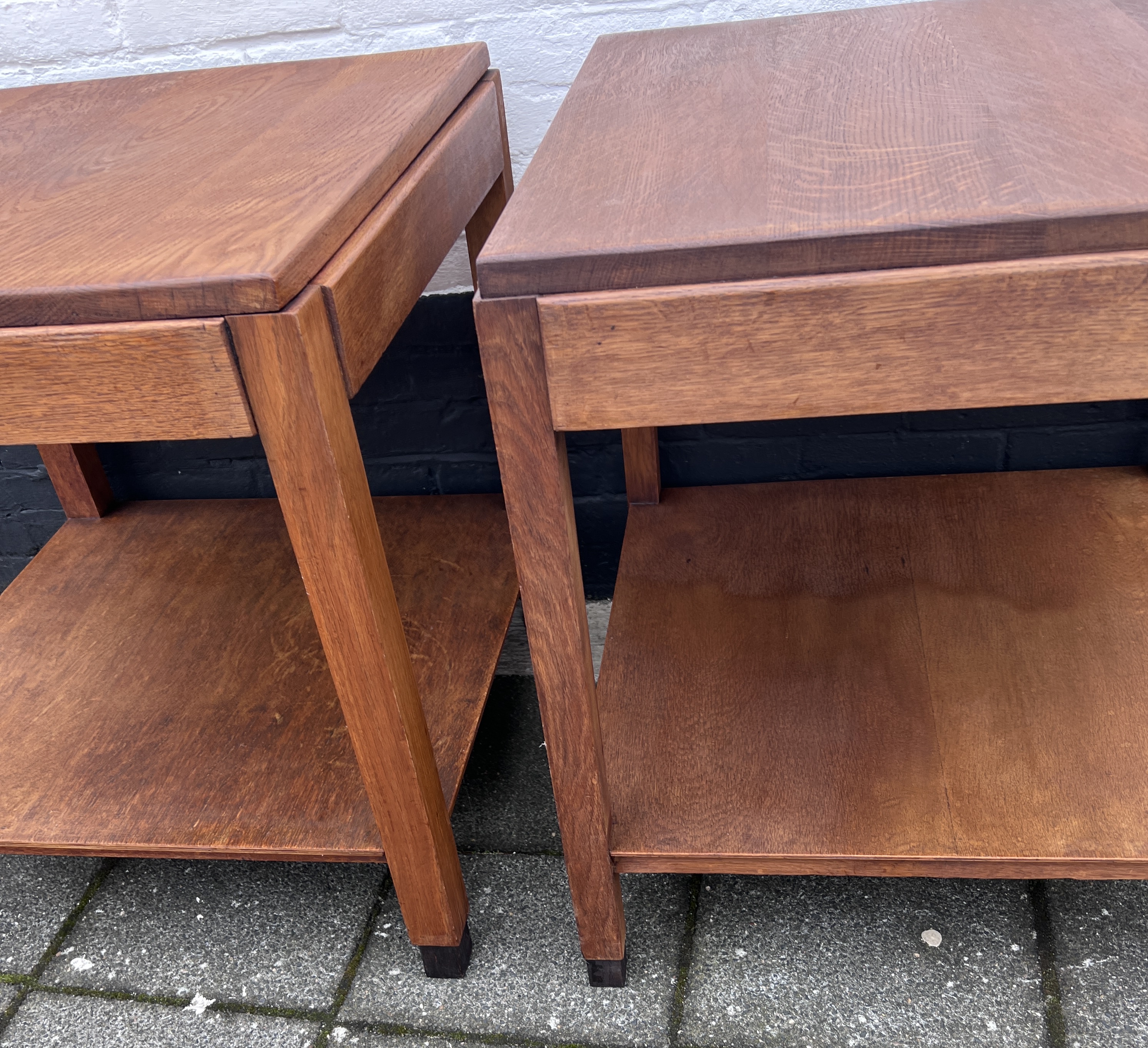 Set Van 2 Bijna Identieke Eiken Tafels Met Onderblad 61 Cm Hoog image 7