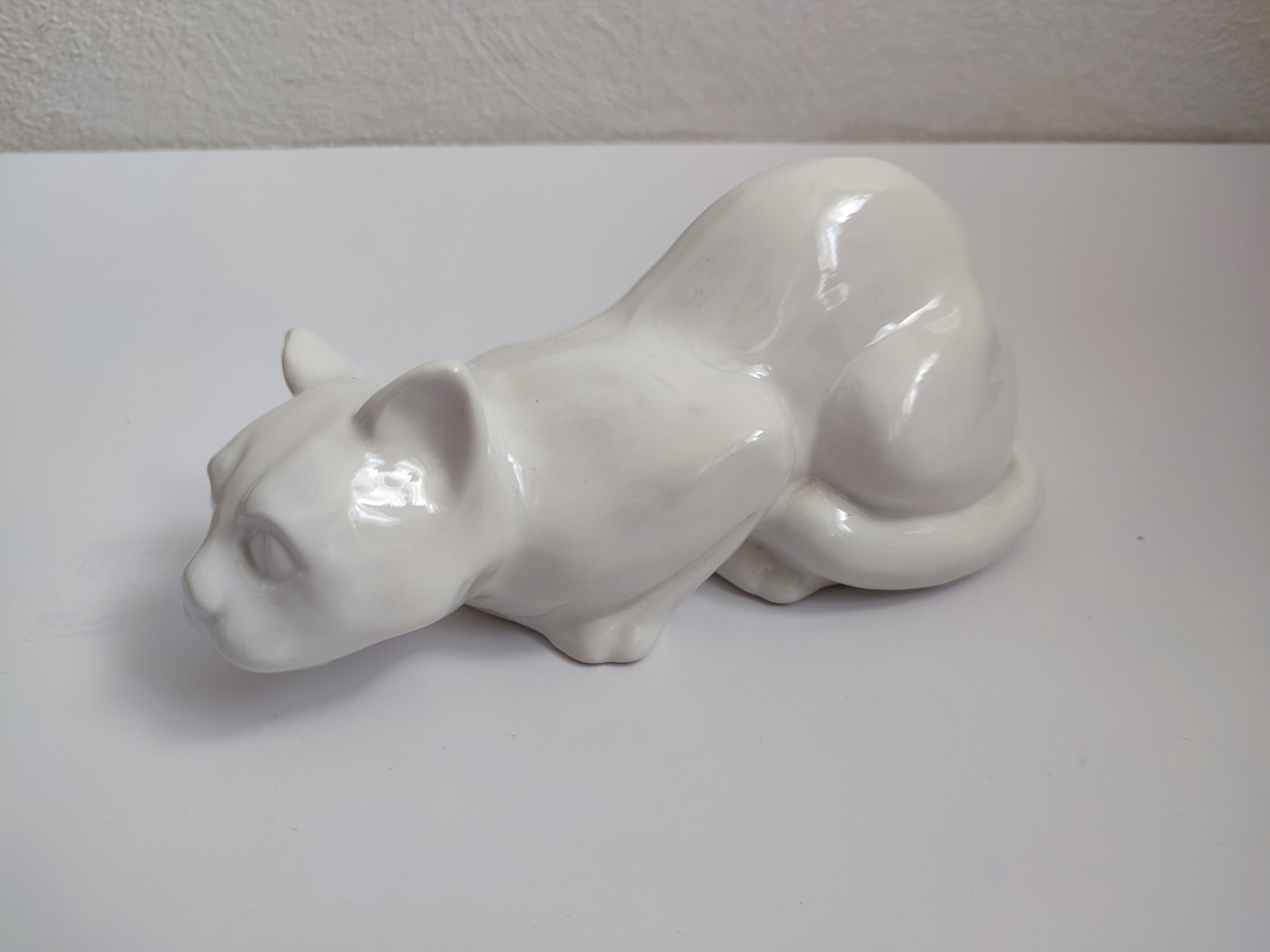 Vintage Keramiek Kat Poes Wit Beeldje Decoratie image 9