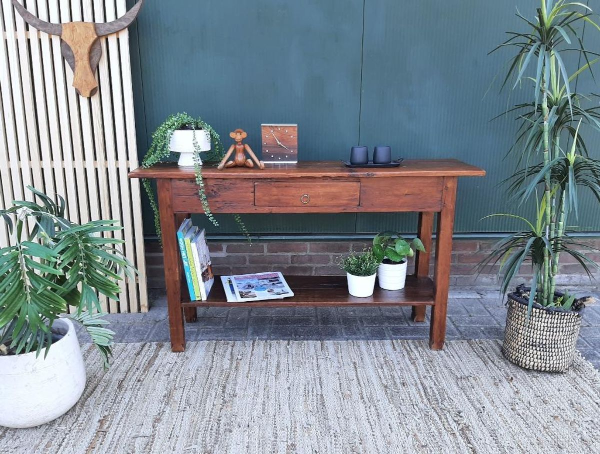 Robuuste Teak Houten Side Table Haltafel Landelijke Sidetable image 2