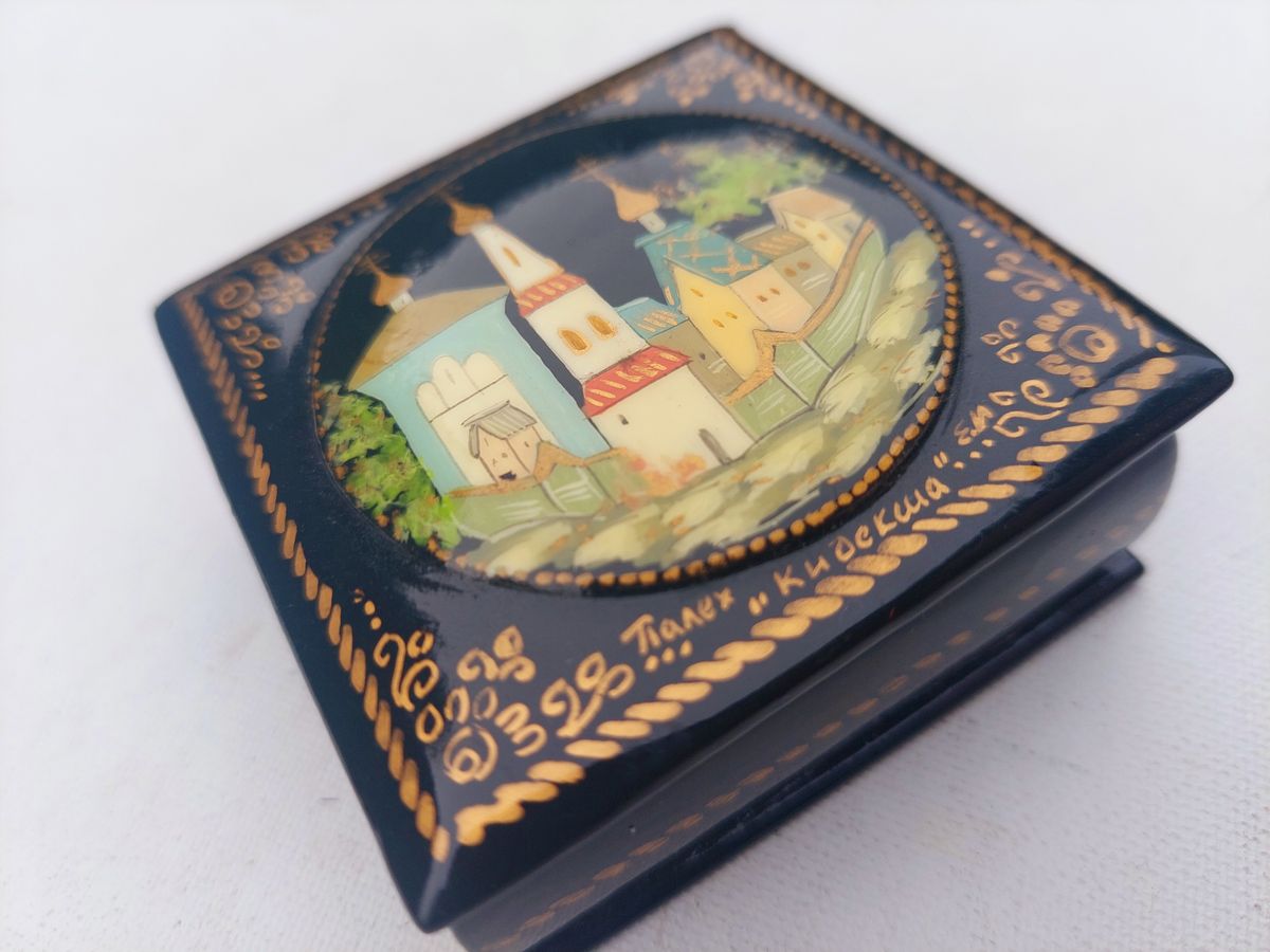 Vintage Juwelen Doos.russische Juwelen Doos.handgeschilderd Gelakt image 10