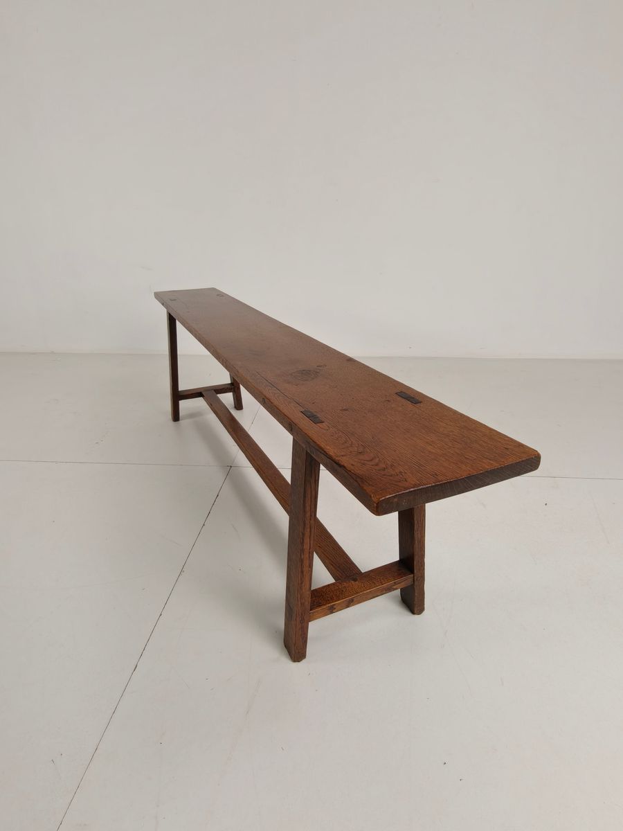 Paar Franse Rustieke Banken Uit De 19e Eeuw - Massief Eiken image 5