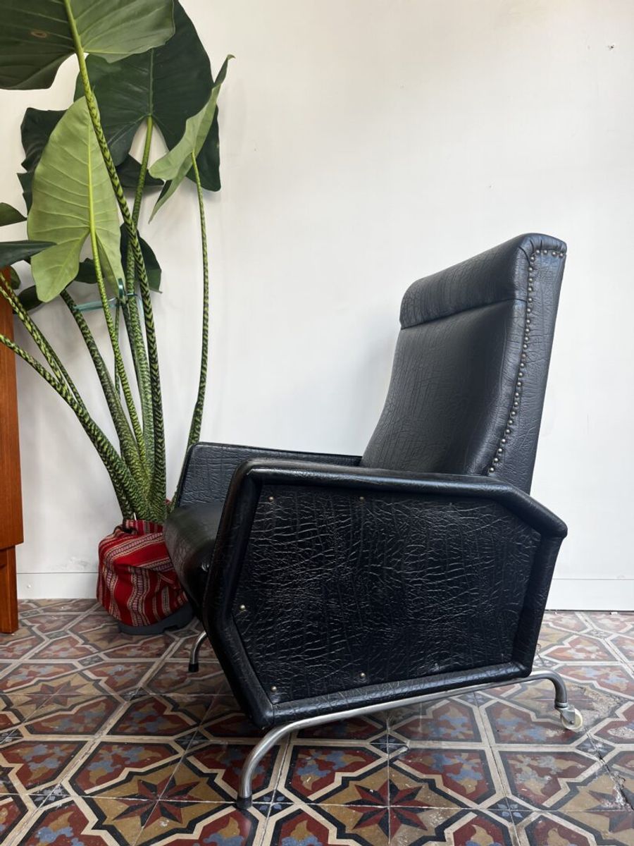 Mid-century Fauteuil 🖤 Zwarte Skai image 4