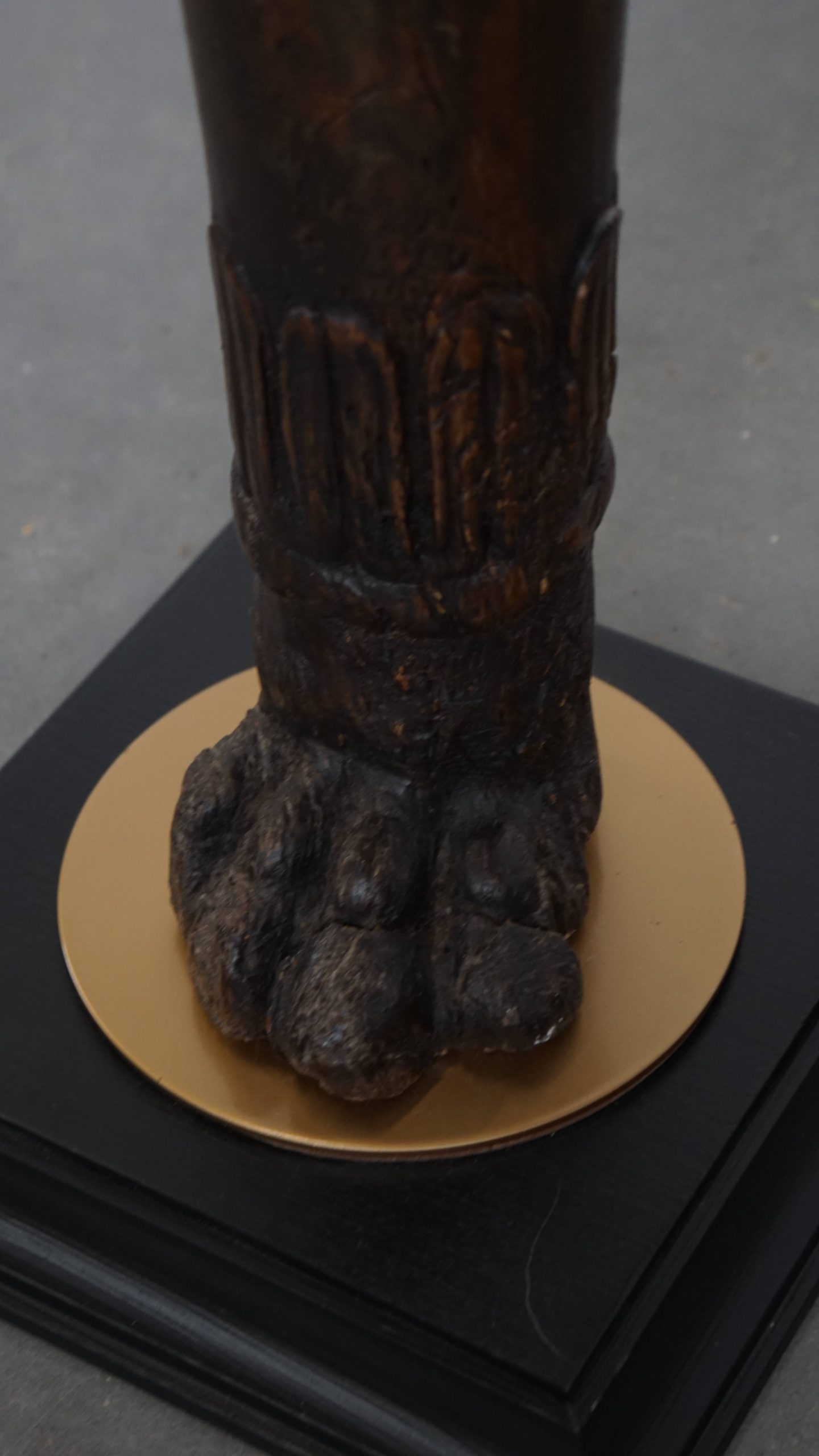 Prachtige Handgesneden Antieke Houten Staande Lamp Met Leeuwenkop image 6