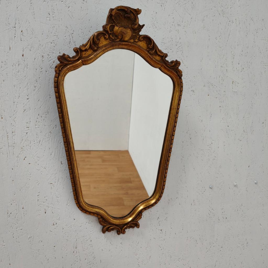 Vintage Goudkleurige Hollywood Regency Barok Rococo Spiegel Kuifspiegel 5 image 2