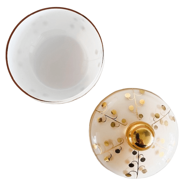 De Rupel Lichtroze Goud Glas Sieradendoosje 1950’s image 6