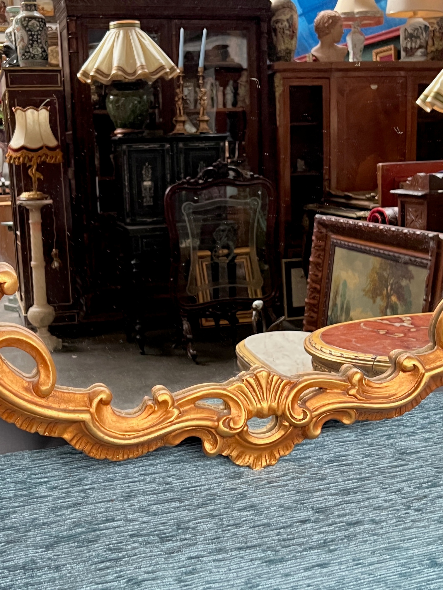 Vergulde Spiegel. Hout. image 5