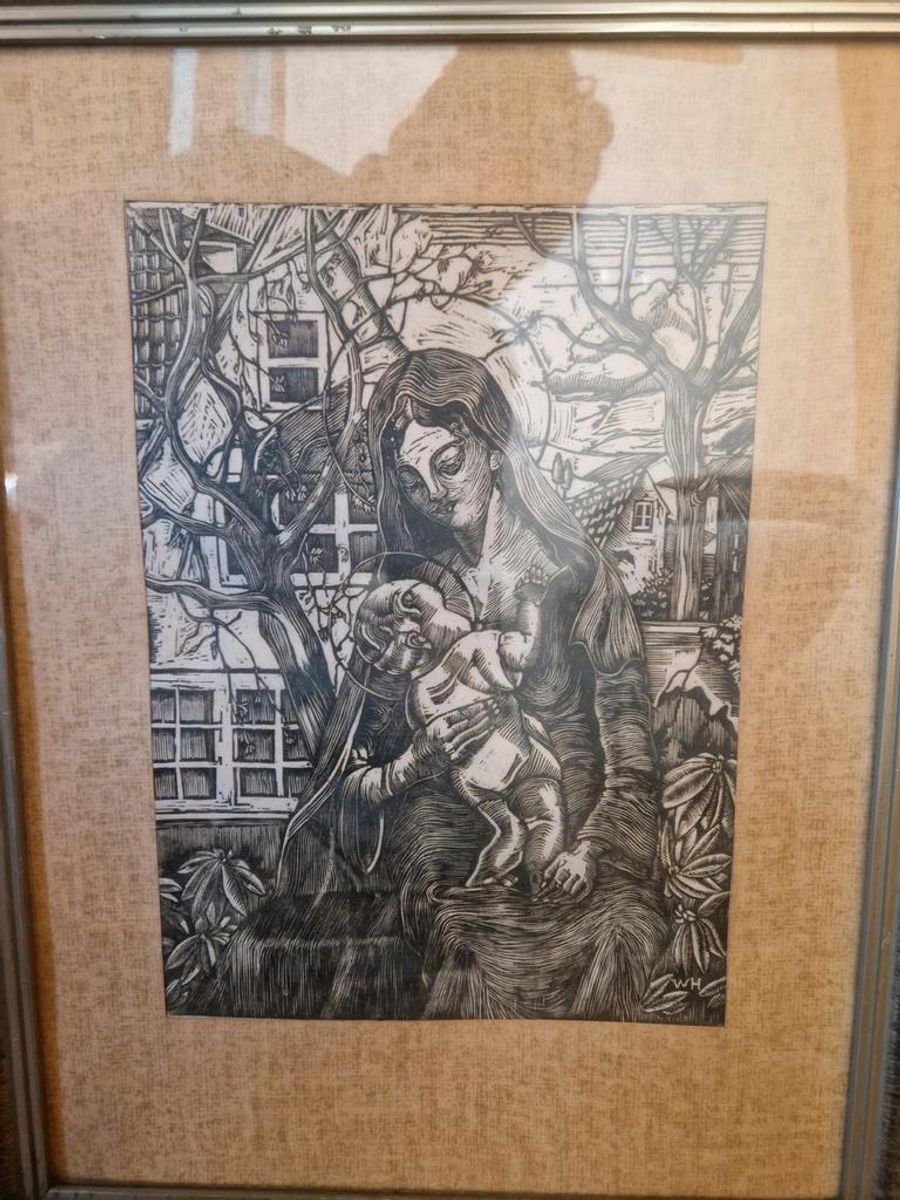 Linoleum Snede Wh Maria En Jezus image 6