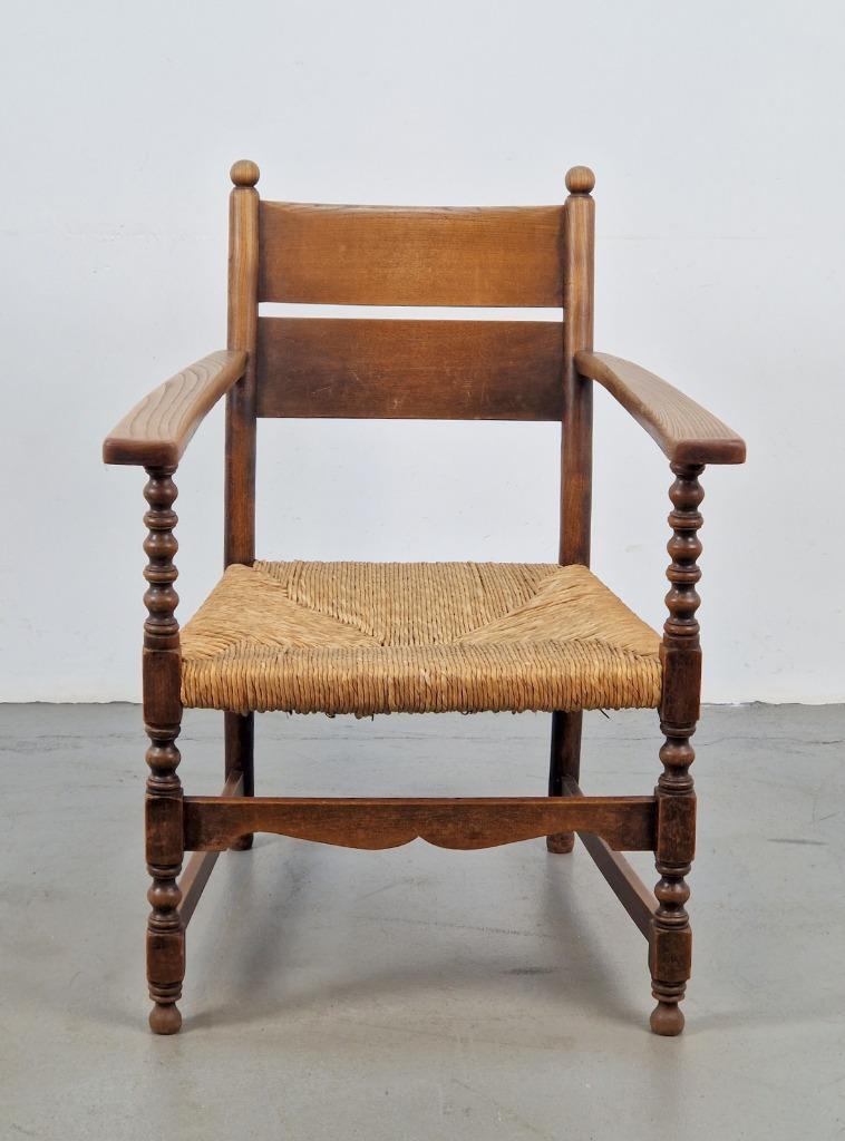 Vintage Bobbin Stoel Eik Hout Biezen ’30 Japandi Authentiek image 12