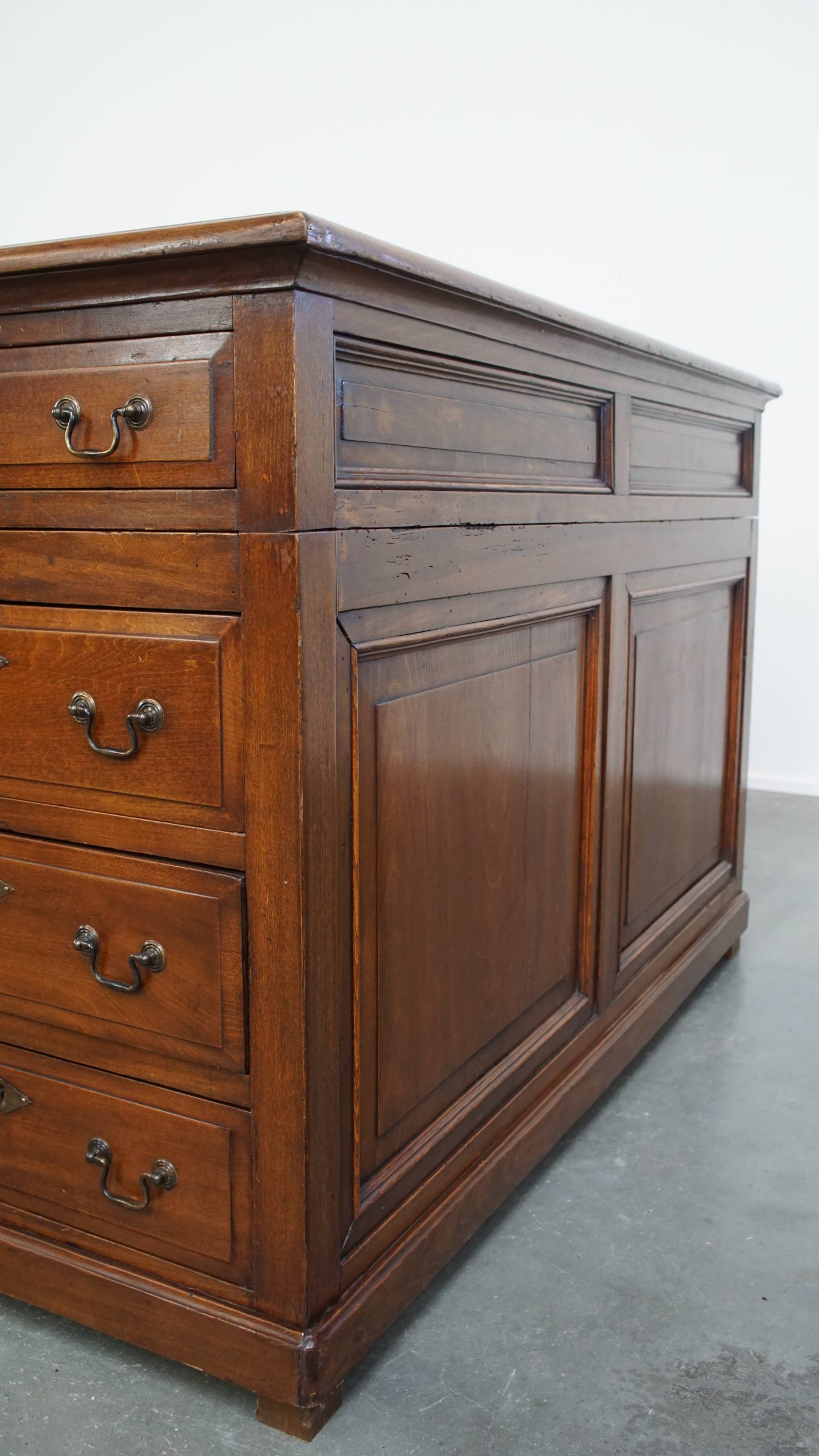 Geweldige Oud Engels Chesterfield Bureau/ Partner Desk Met Een Groen Lederen Blad image 11