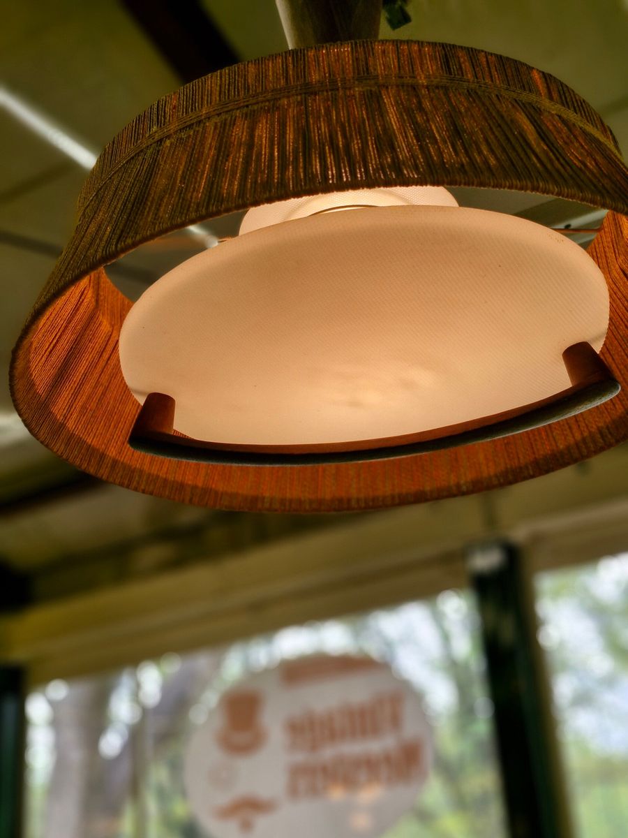 Vintage Design Hanglamp Temde Leuchten Sisal Teak 70s image 7