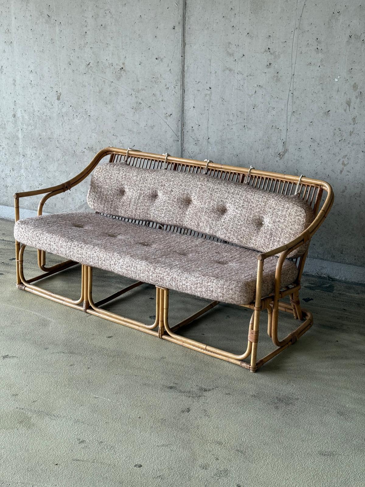 Mid Century Boho Bamboe 3-zits Bank / Sofa image 4