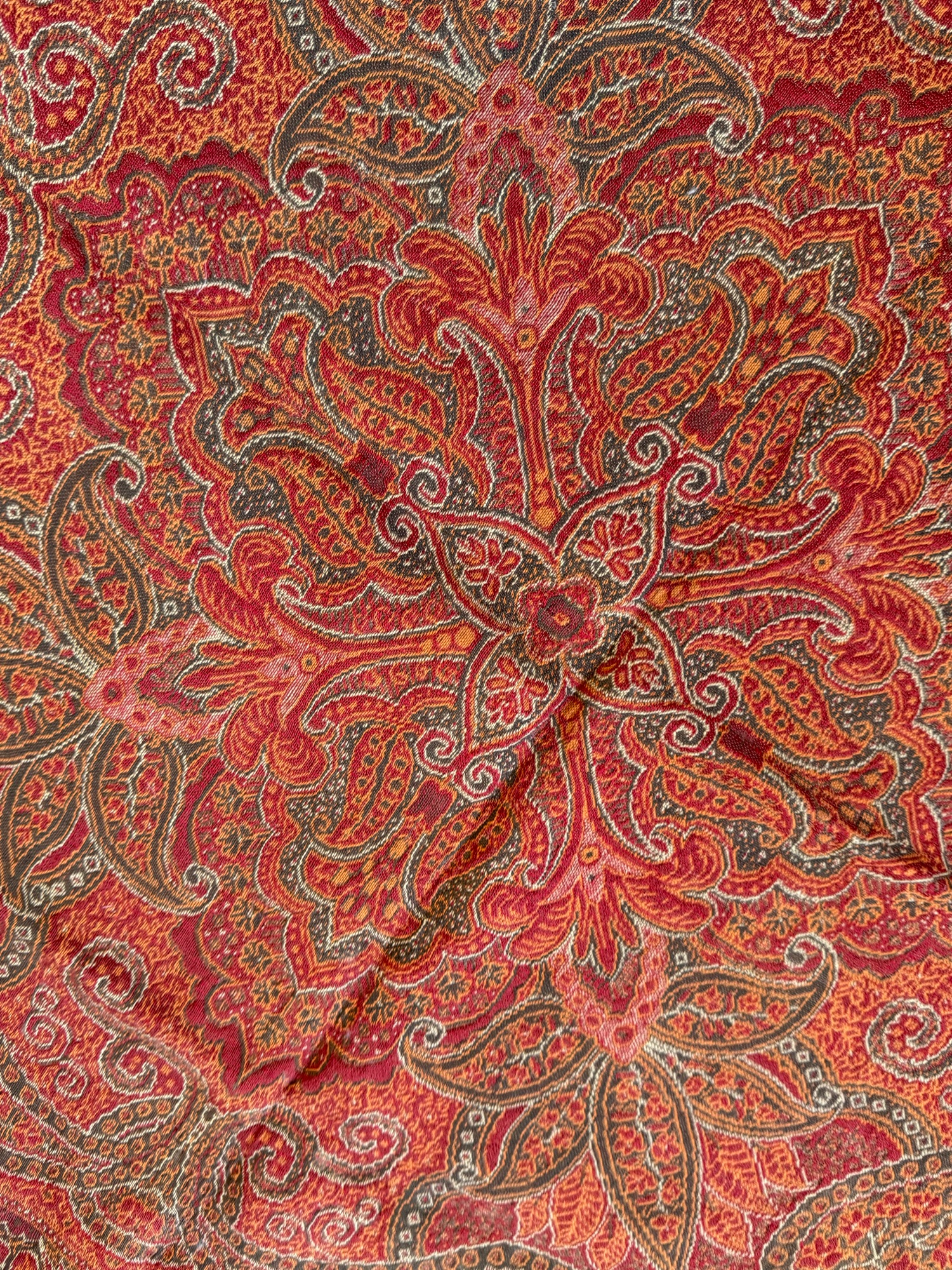 Vintage Antieke Rode Paisley Doek image 11