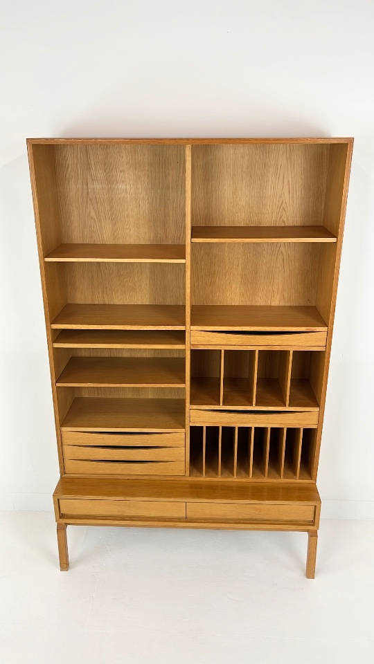 Scandinavisch Vintage Eiken Fineren Boekenkast image 14