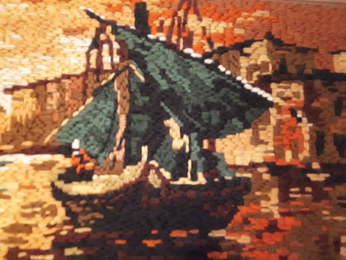 * Jaren 60 Wollen Vintage Schilderij Kunst Werkje Vintage image 5