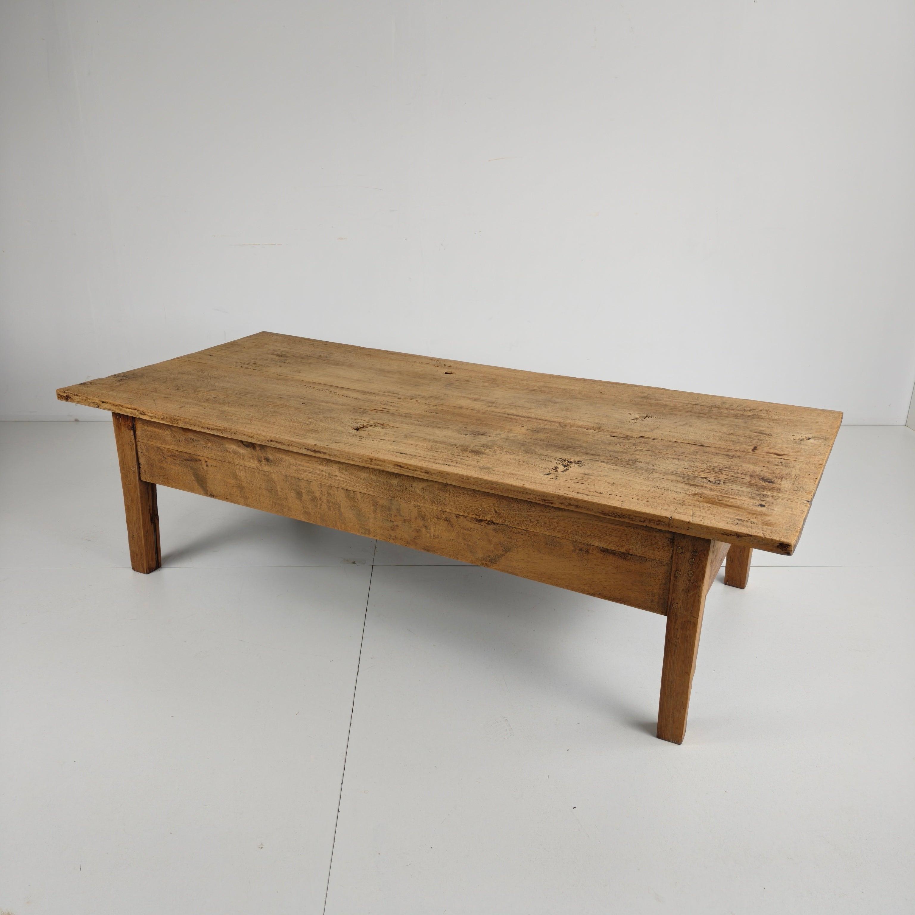 Antieke 19e Eeuwse Franse Boeren Salontafel Van Eikenhout image 13