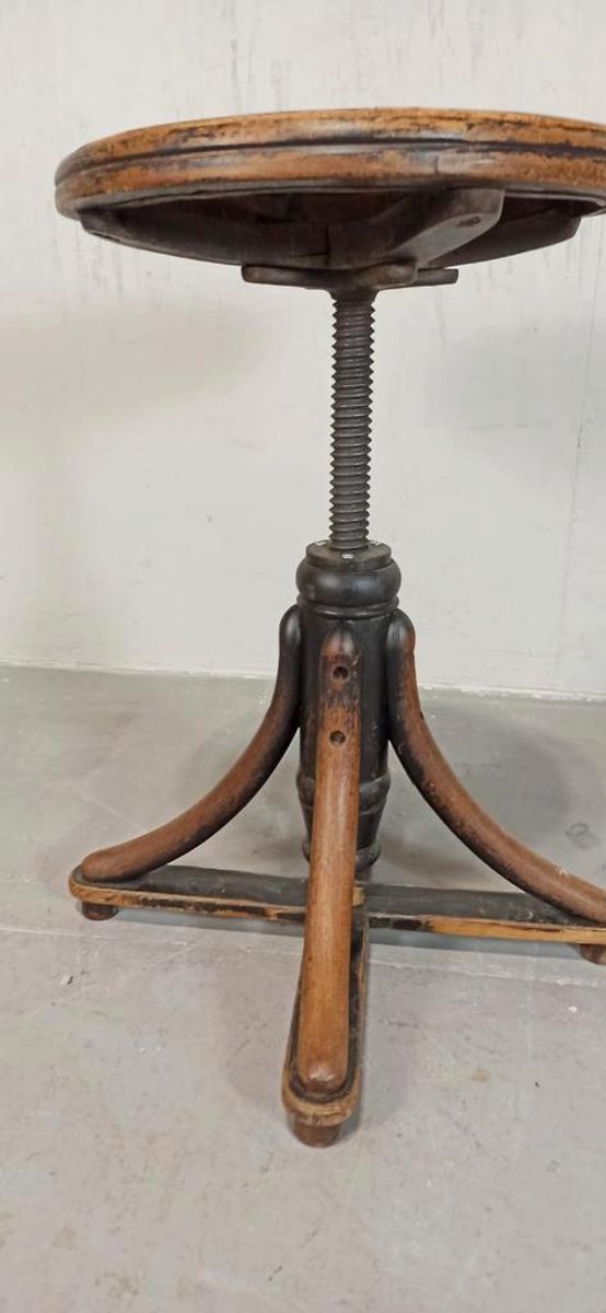 Antieke Bentwood Swivel Pianokruk Krukje image 7