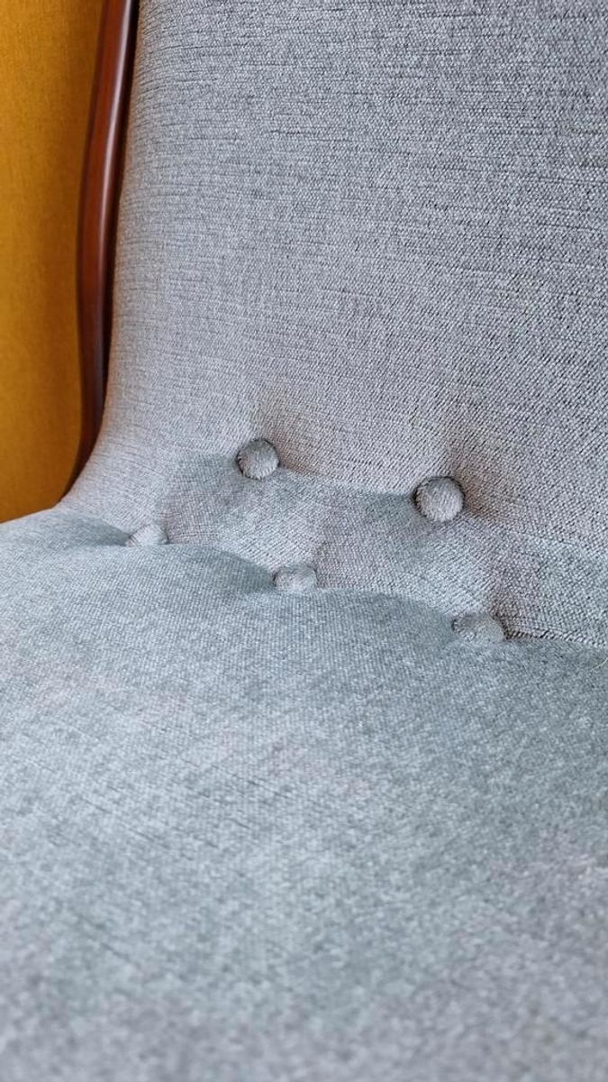 Awa Vintage Dinner Chairs, Teakhouten Stoelen Met Mohair image 5