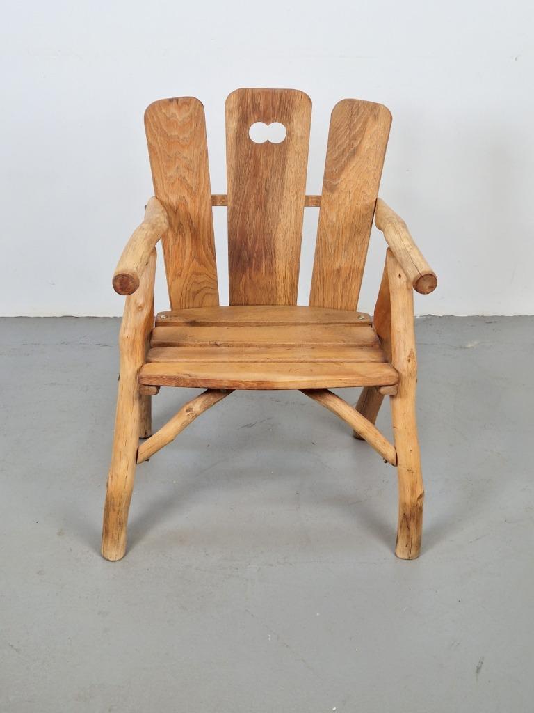 Vintage Brutalist Stoel Hout Armchair ’80 France Design image 5