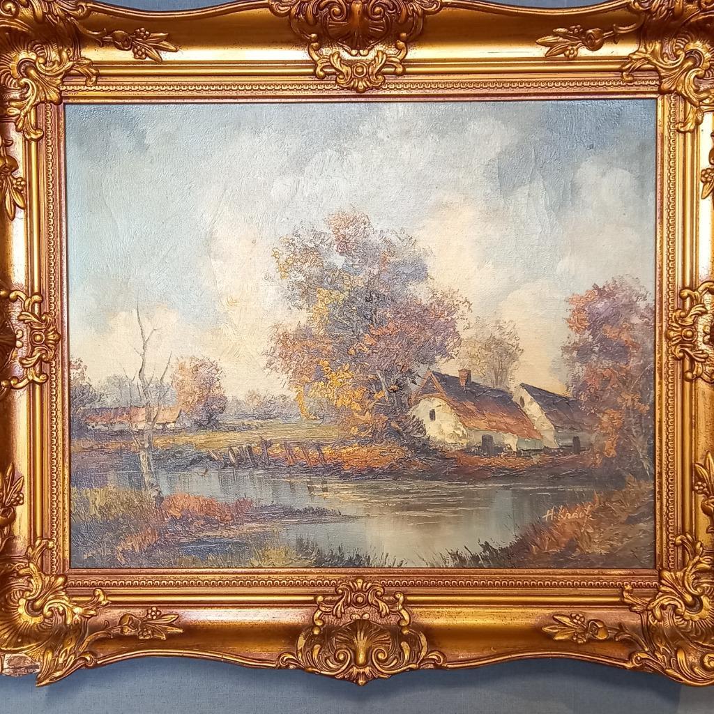 Vintage Waterrijk Landschap Met Boerderij In Lodewijk Xvi L image 3