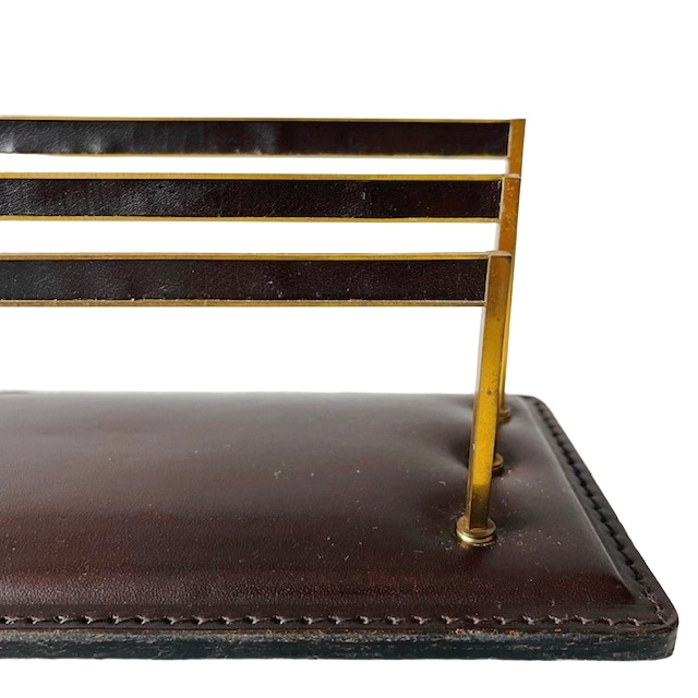 Vintage Leren Brievenhouder Met Leer En Messing image 4