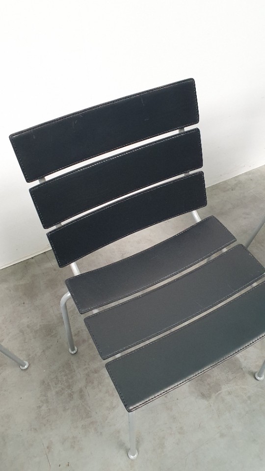 Giancarlo Vegni Fasem Italy Stripe Zadelleer Stoelen Vintage Design image 23