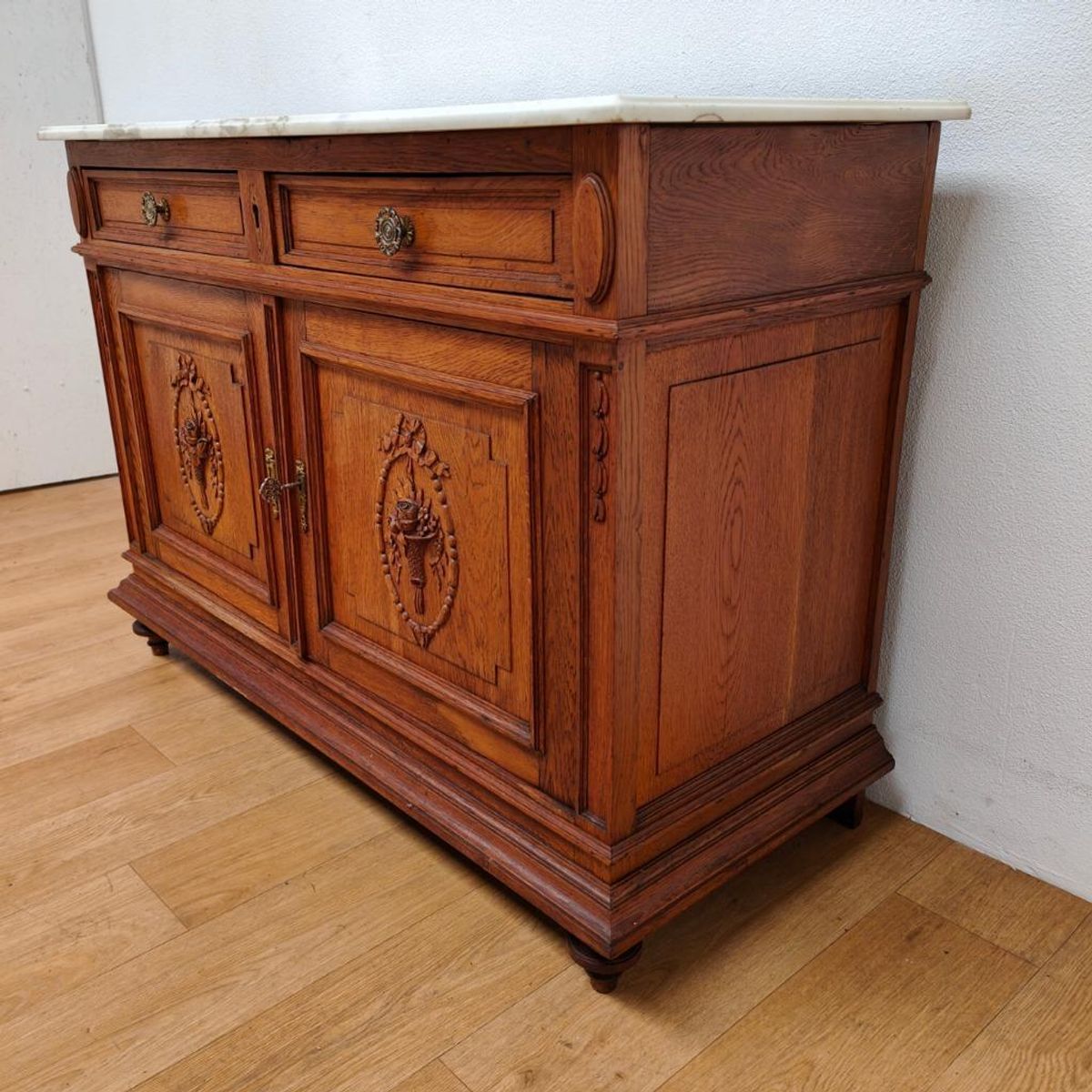 Vintage Antiek Dressoir Commode Ladekast Badkamermeubel Met Marmer Blad 707 image 5