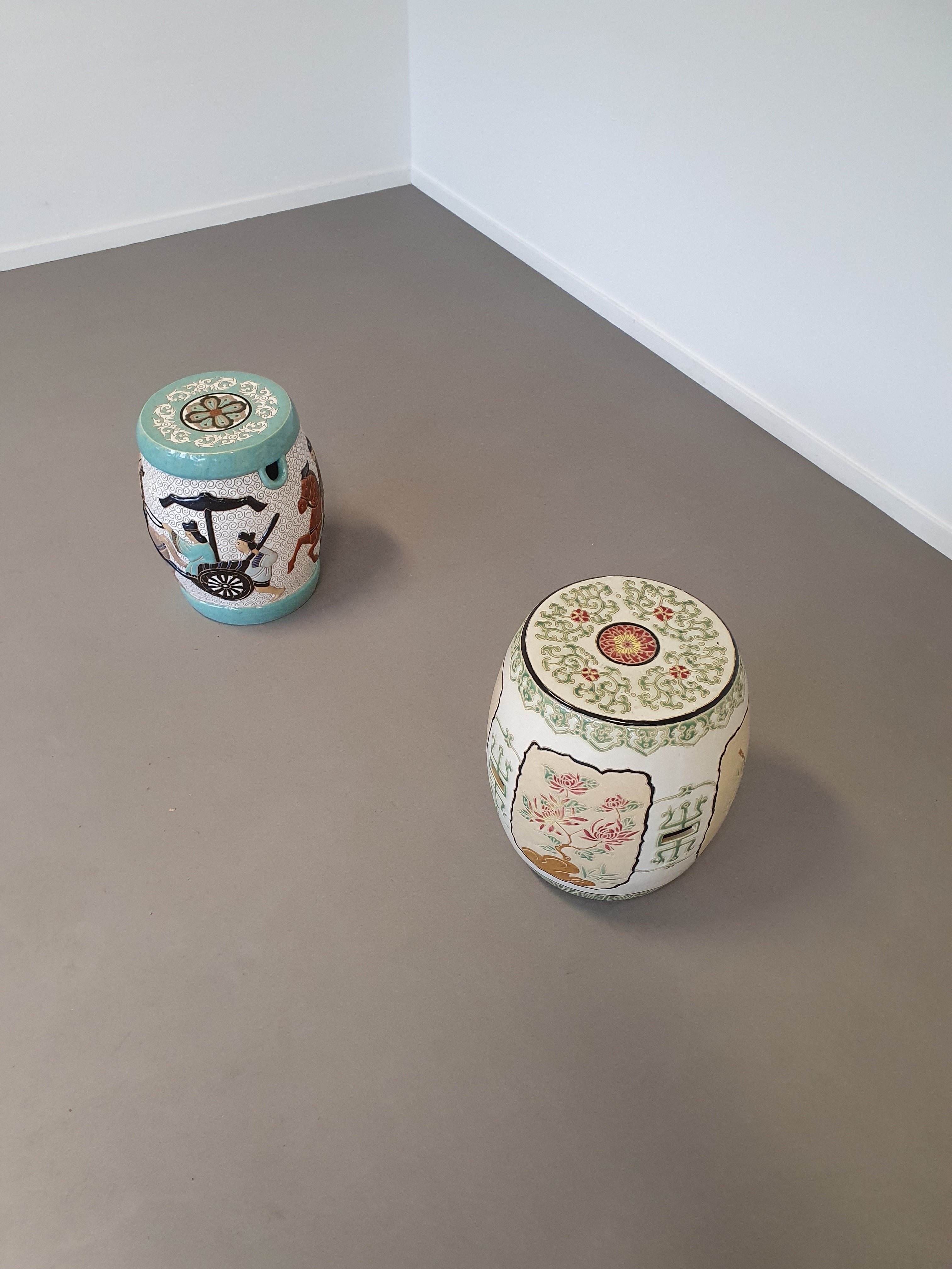 Set Of 2 Porcelain Chinoiserie Garden Stools image 6