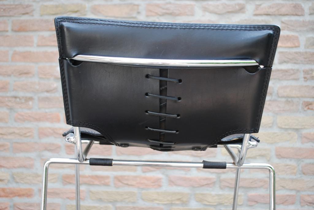 Design Barkruk Chrome En Zwart Leer image 8