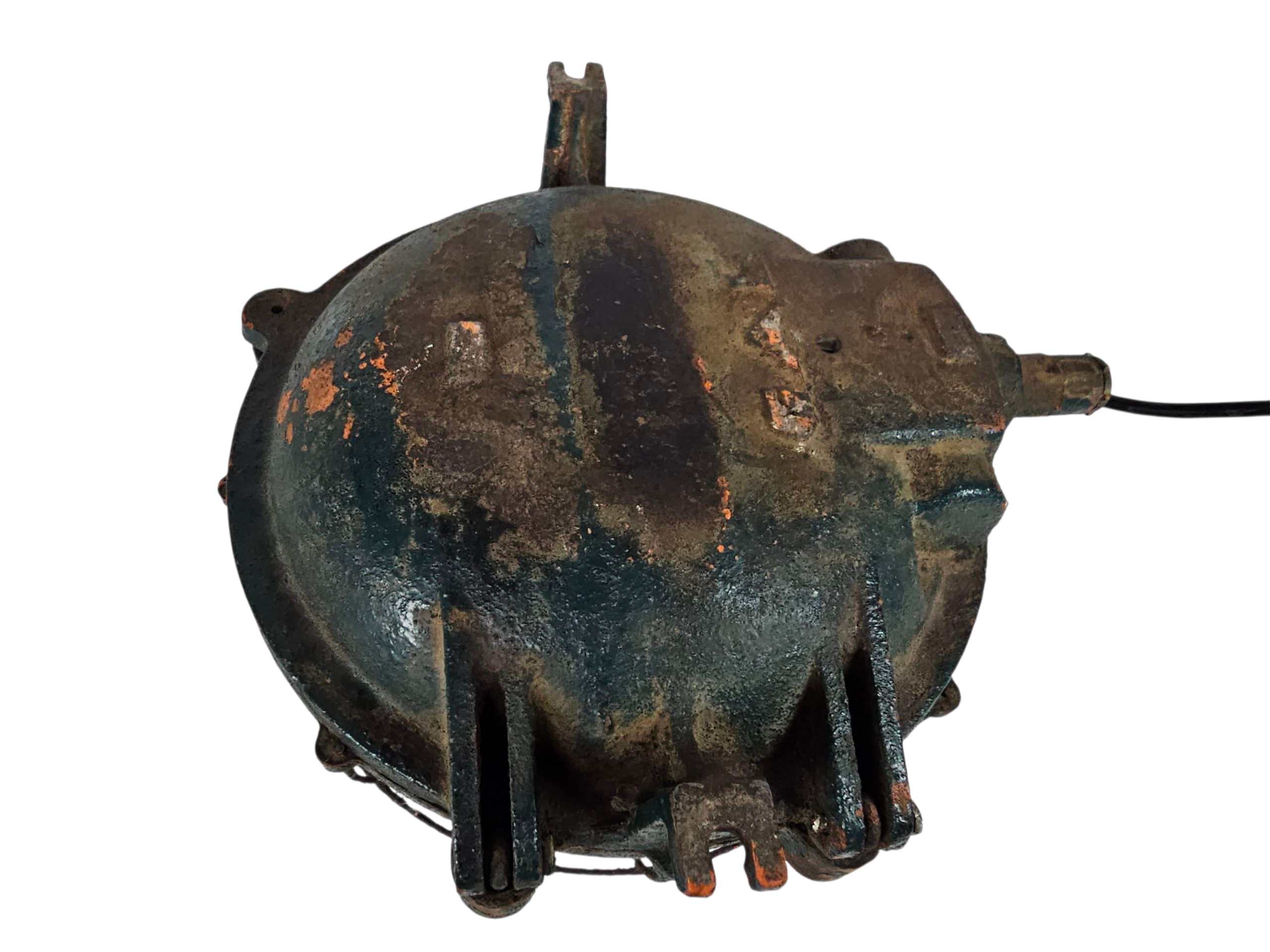 Industriële Gietijzeren Kooilamp - Muurlamp - Buitenlamp - Gal - Frankrijk - 50's image 3