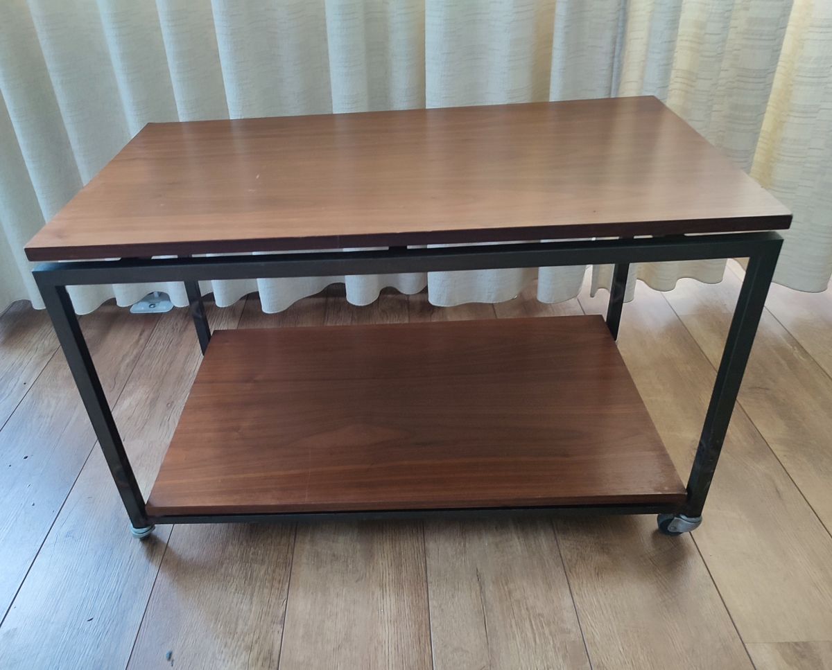 Vintage Bijzet Tafel Trolley Op Wielen Tafeltje Audio Tv image 2