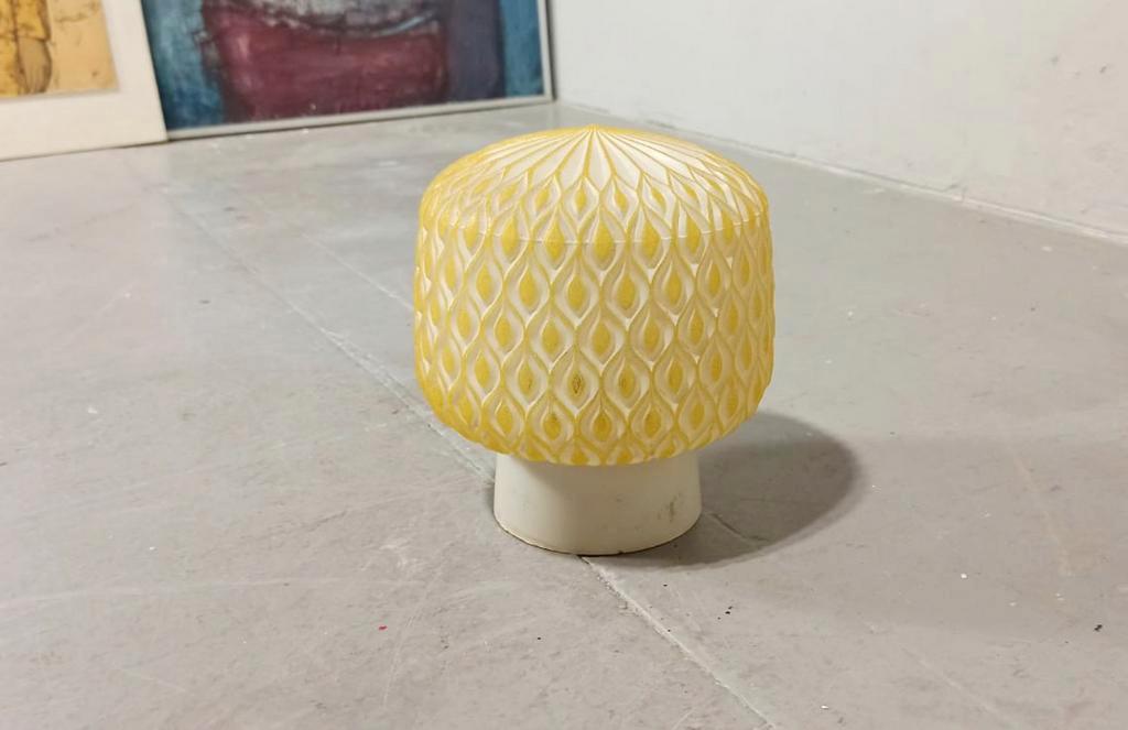 Vintage Glazen Plafondlamp, Wit En Geel image 7