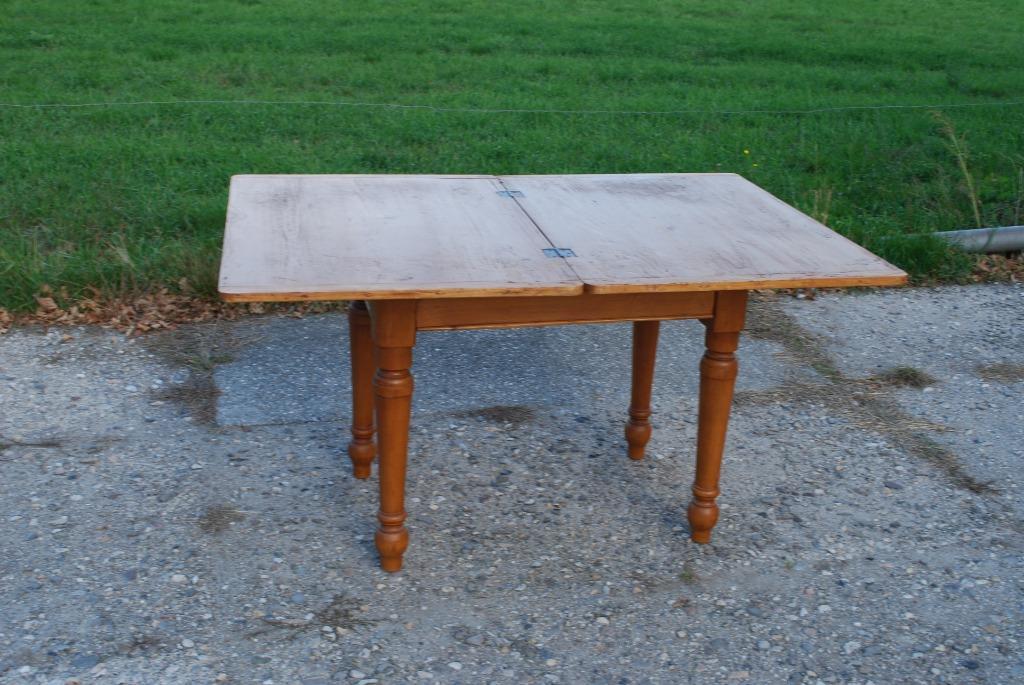 Antieke Grenen Tafel Met Uitklapbaar Blad image 2