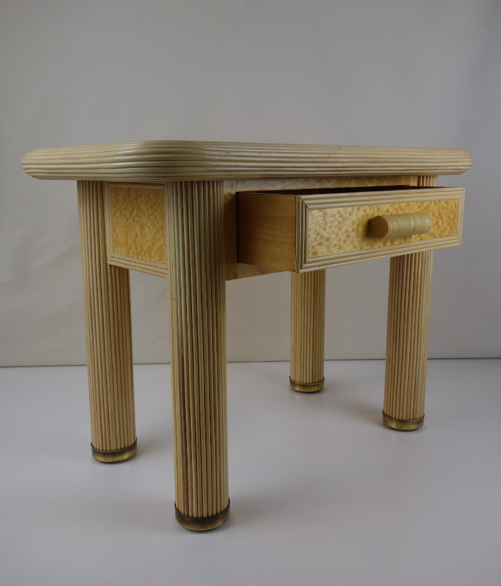 Travertijn & Rotan Tafel Circa 1970 image 12