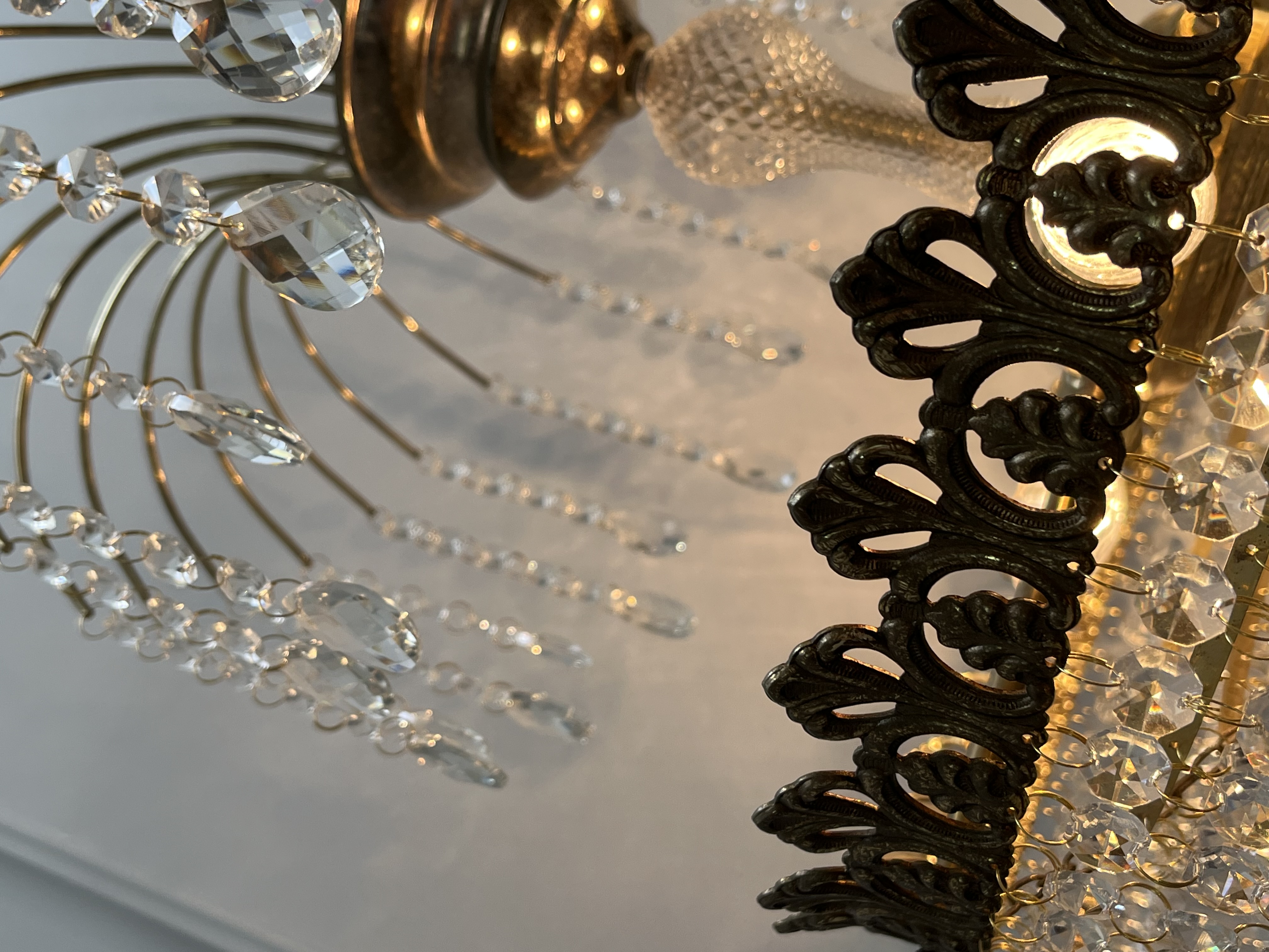 2 Stuks ! Vintage Art Nouveau Stijl Kristal Kroonluchters image 3