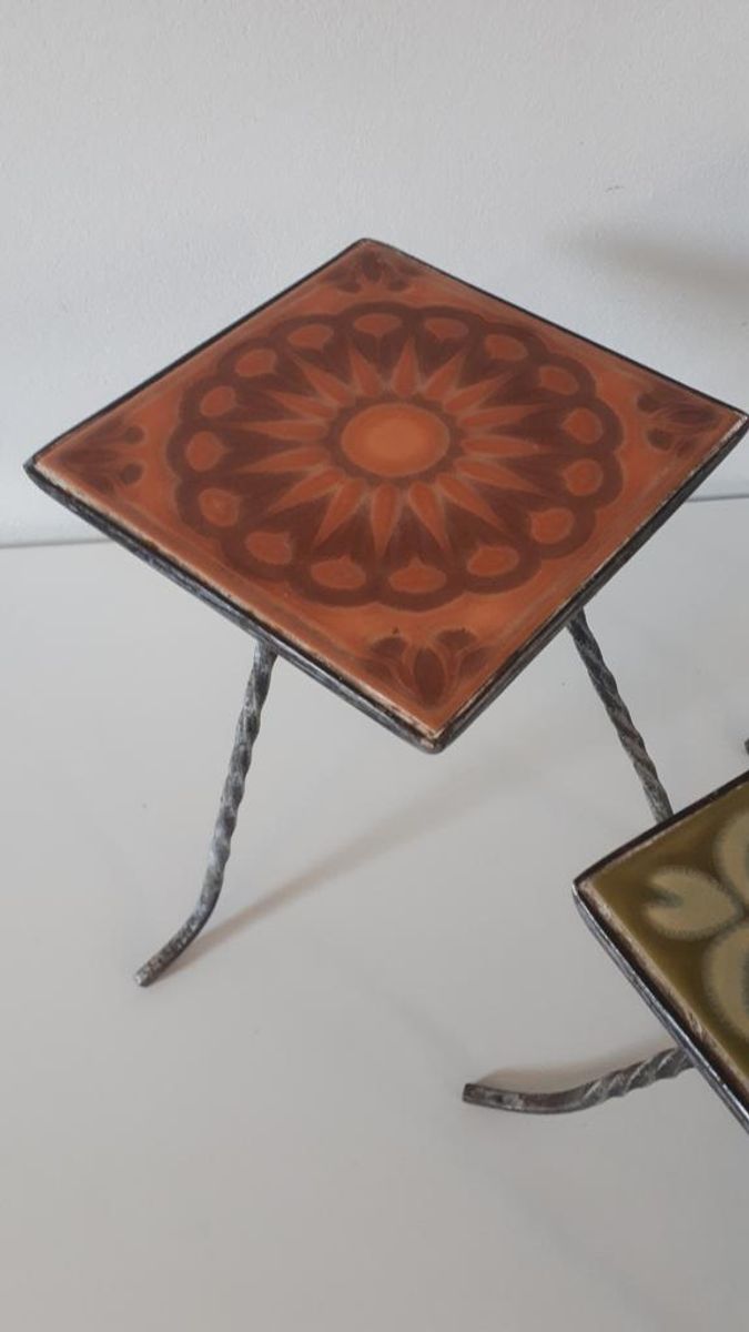 3 Vintage Plantentafels Tegel Tafeltje Jaren 70 image 4