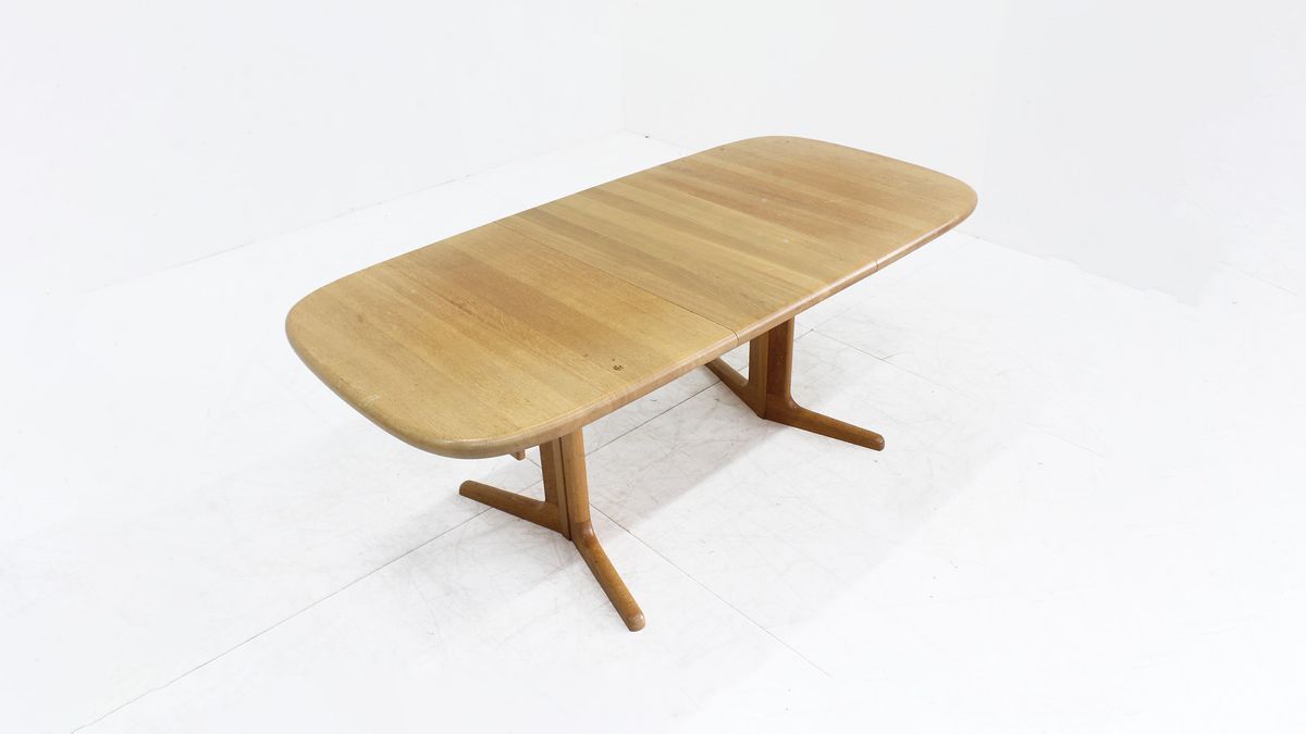 Vintage Deense Ovalen Uitschuifbare Eettafel Tafel Massief Hout image 3