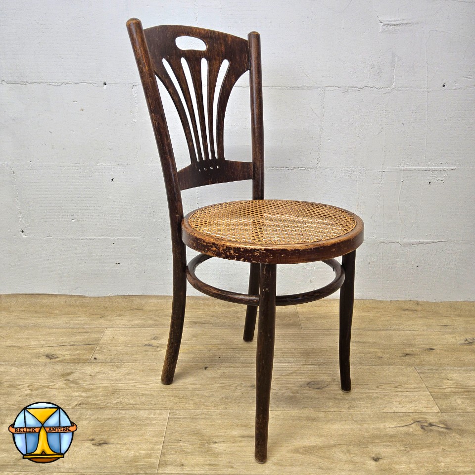 Antieke Art Nouveau Weense Jakob En Josef Kohn Stoel (thonet Stijl) Antique Webbing Chair image 17