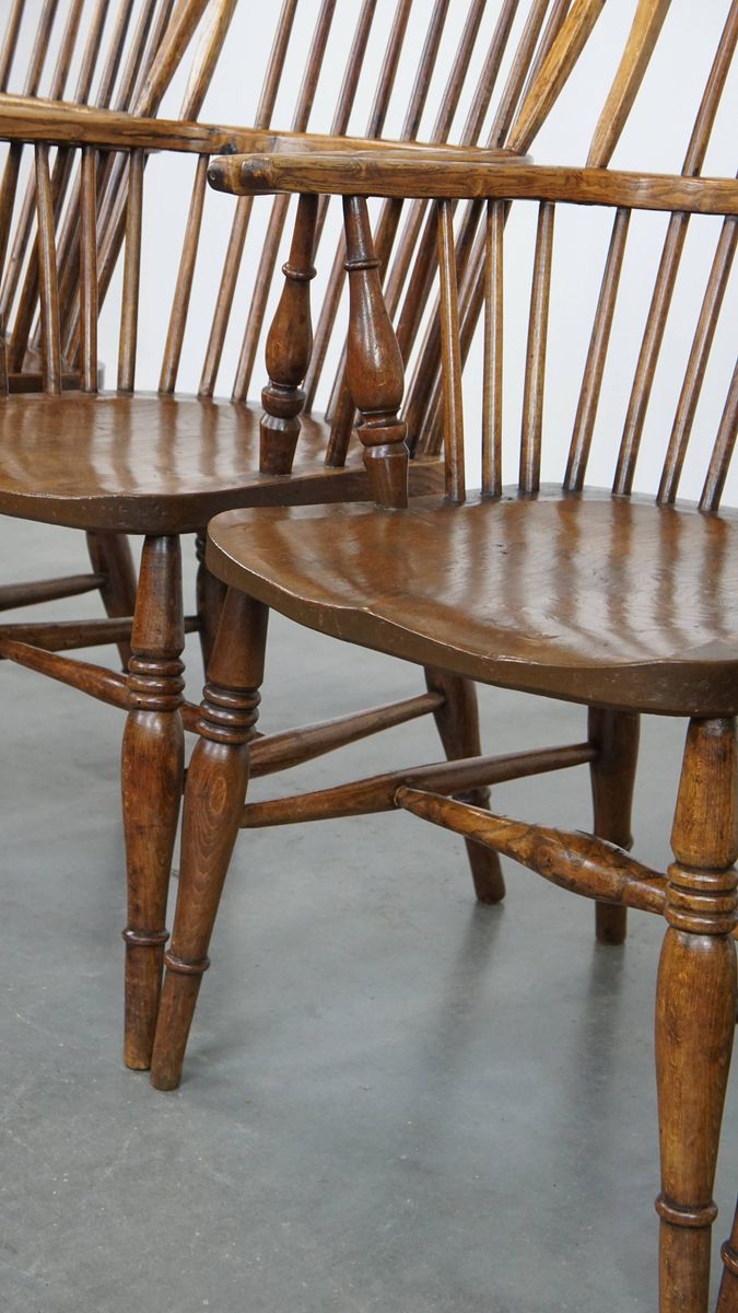 Leuke En Tijdloze Set Van 4 Antieke Engelse Windsor Stickback Chairs Uit De 19e image 20