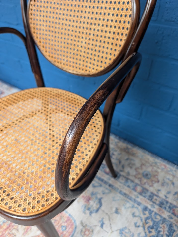 7x Vintage Rotan Stoelen, Model 215r, Thonet image 12