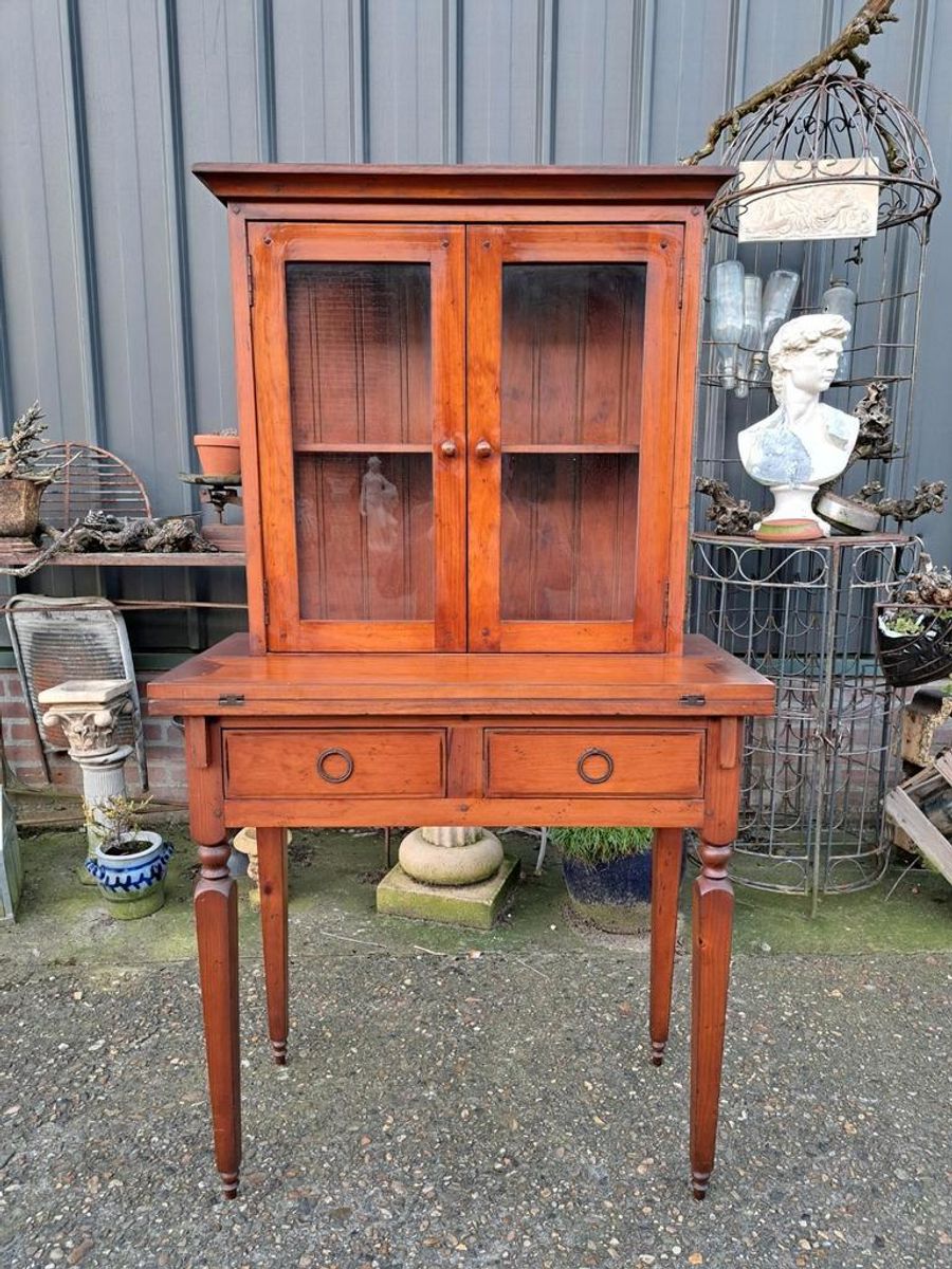 Antiek Vitrinekastje, Schrijfbureau, Secretaire image 4