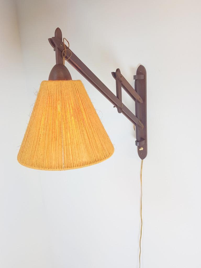 Vintage Fog & Mørup Teak Wandlamp Schaarlamp Rope 60 Denmark image 3