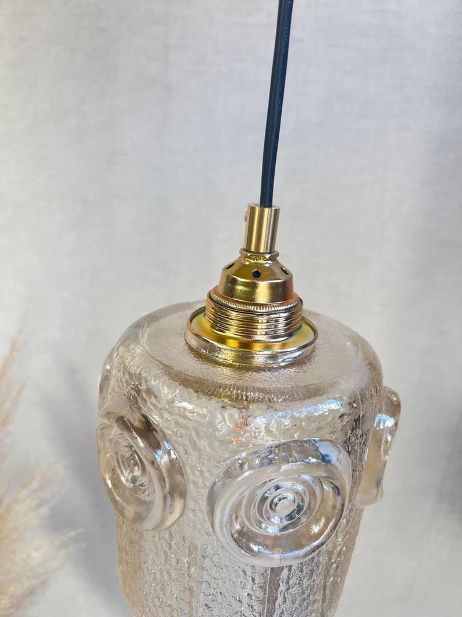 Hanglamp Amberkleurig Glas Goudkleurig Armatuur Jaren 70 image 6