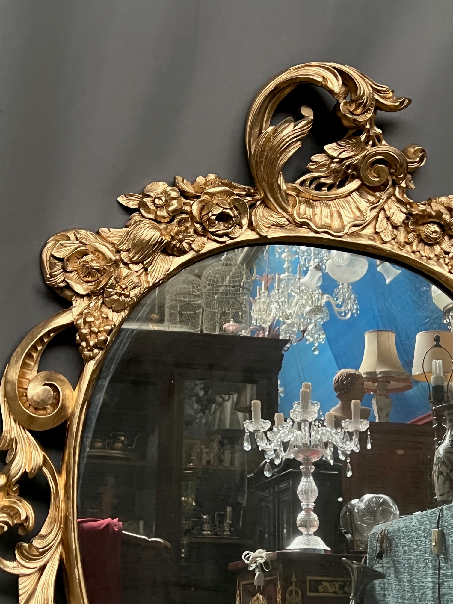 Antieke Houten Spiegel In Rococostijl. image 6