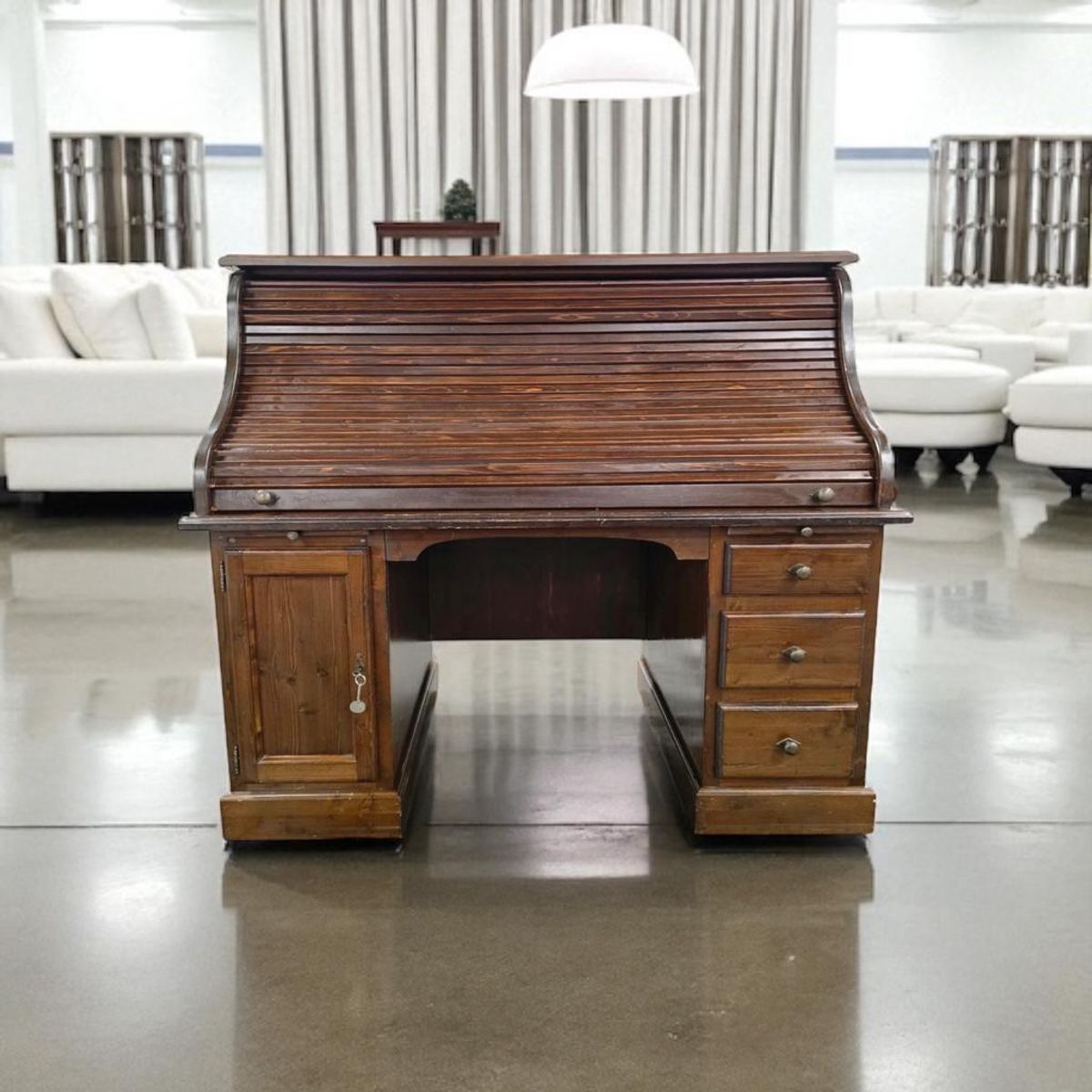 Vintage Amerikaanse Bureau Met Rolluik / Schrijftafel image 2