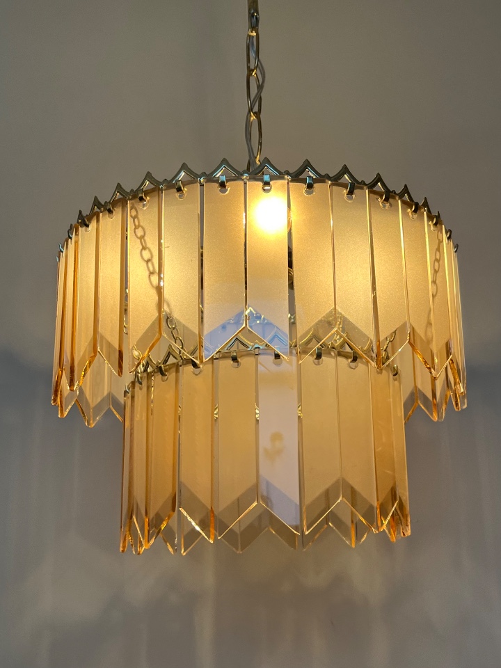 Vintage Glazen Platen Panelen Hanglamp 60’S Originele Gaaf ! image 7