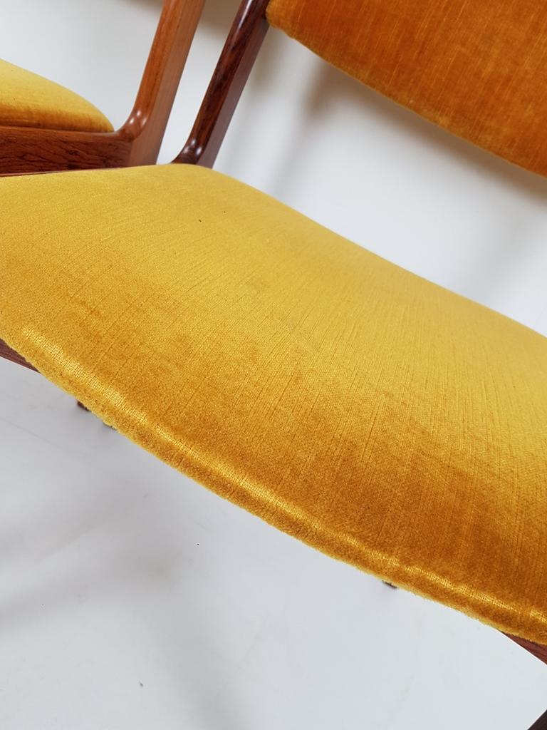 Vintage Deense Stoelen Okergeel Velours Dining Chairs Danish image 13