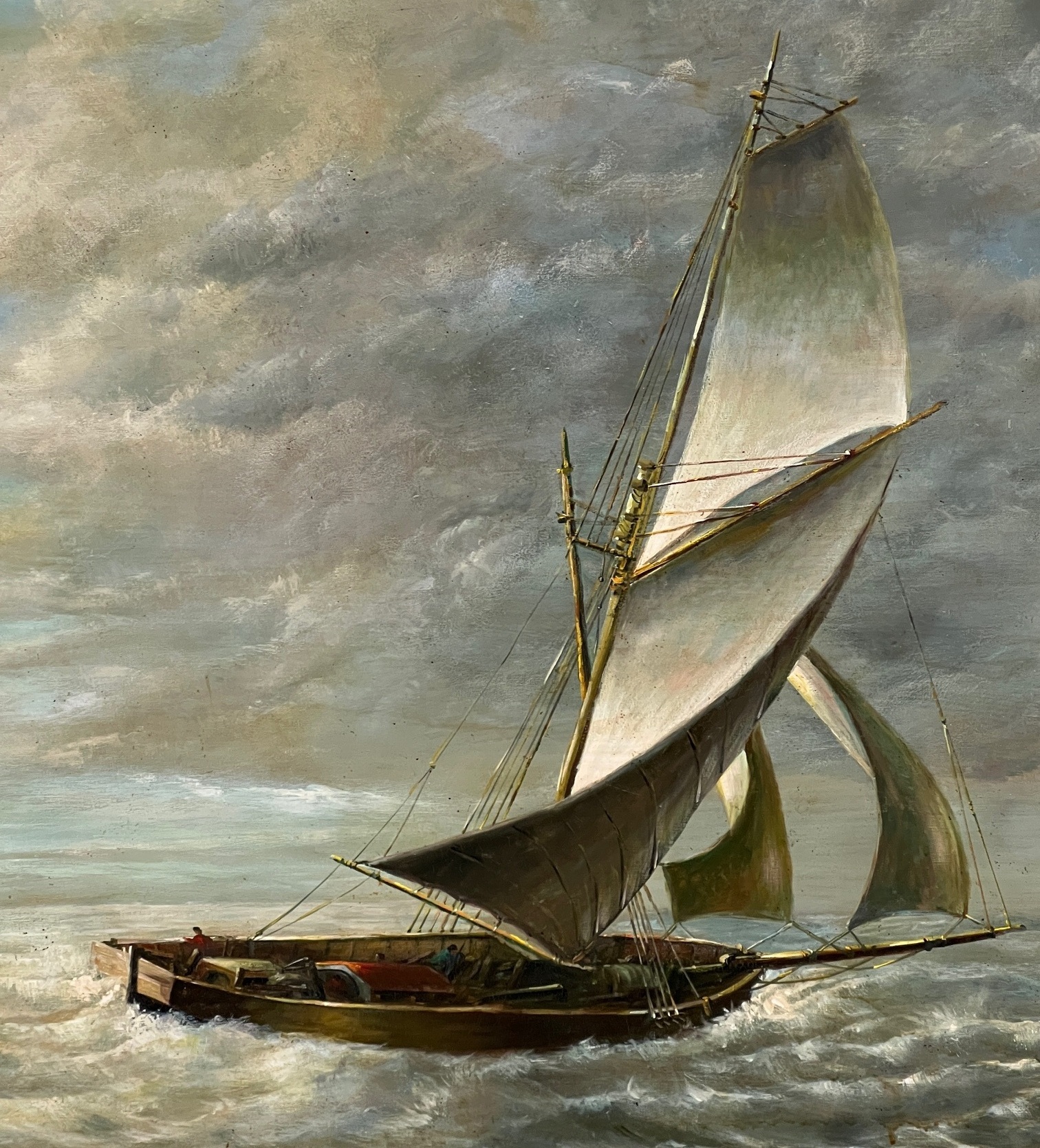 Schilderij - Groot Formaat Emilien Victor Barthélemy (1885-1964) "zeegezicht". image 4