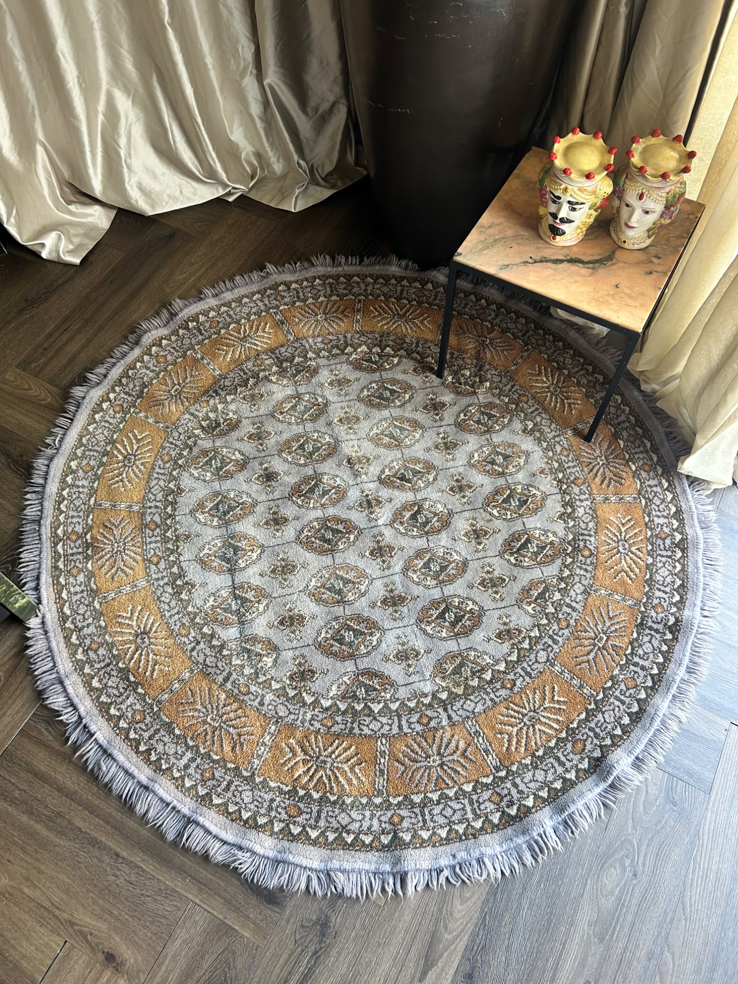 Vloerkleed Grey/beige Persian Look Rond Vintage image 7