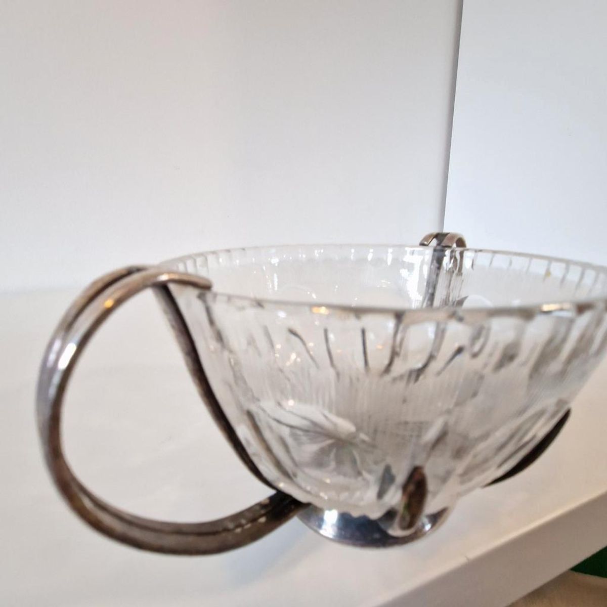 Antieke Kristal Met Zilver Suikerpot Schaal image 4