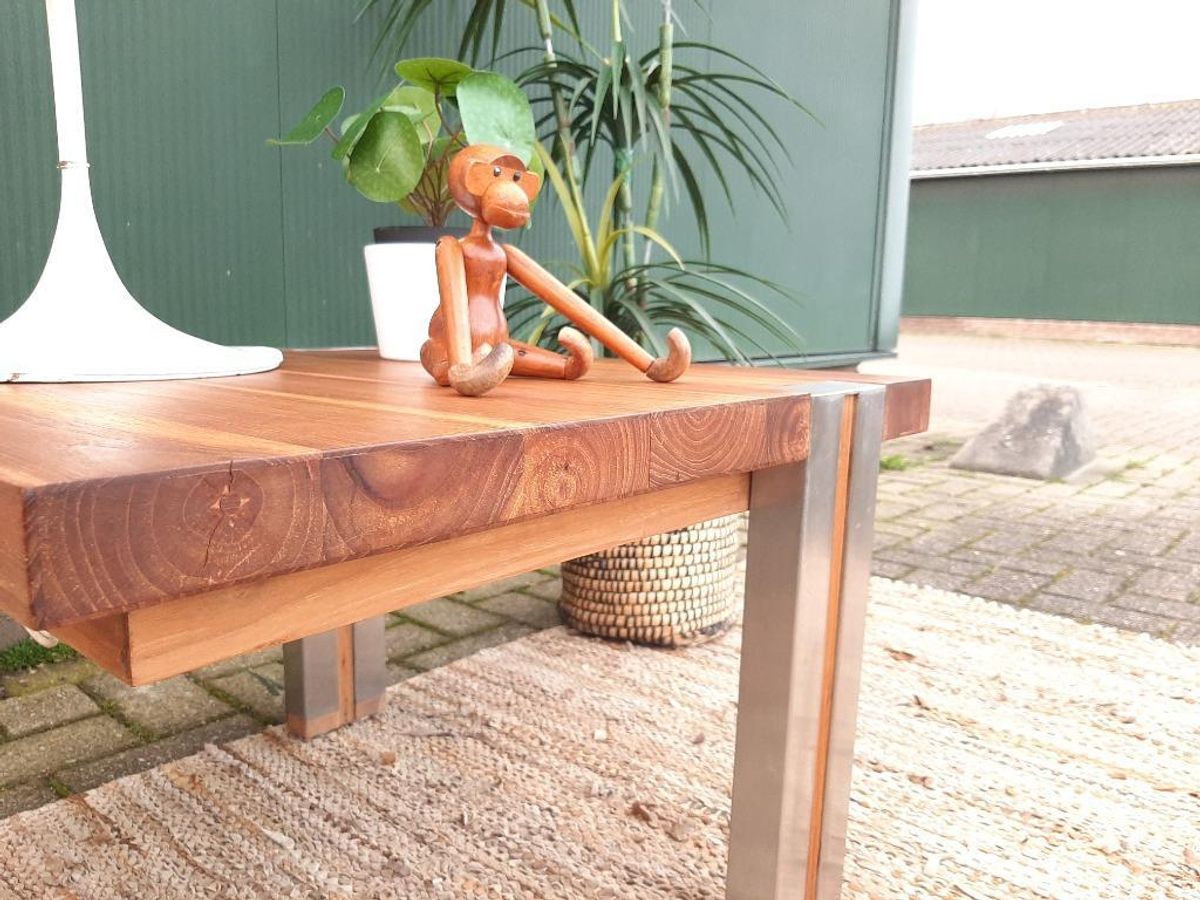 Teakhouten Bijzettafel 60 X 60 Plantentafel Salontafel image 7
